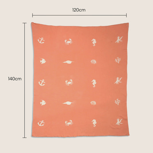 Throws, Kitchen & Dining Features | Ocean Lovers Kids Throw - Charming Marine Creatures Design - 100% Cotton - 80x100cm - Cozy & Durable | casafoyer.myshopify.com