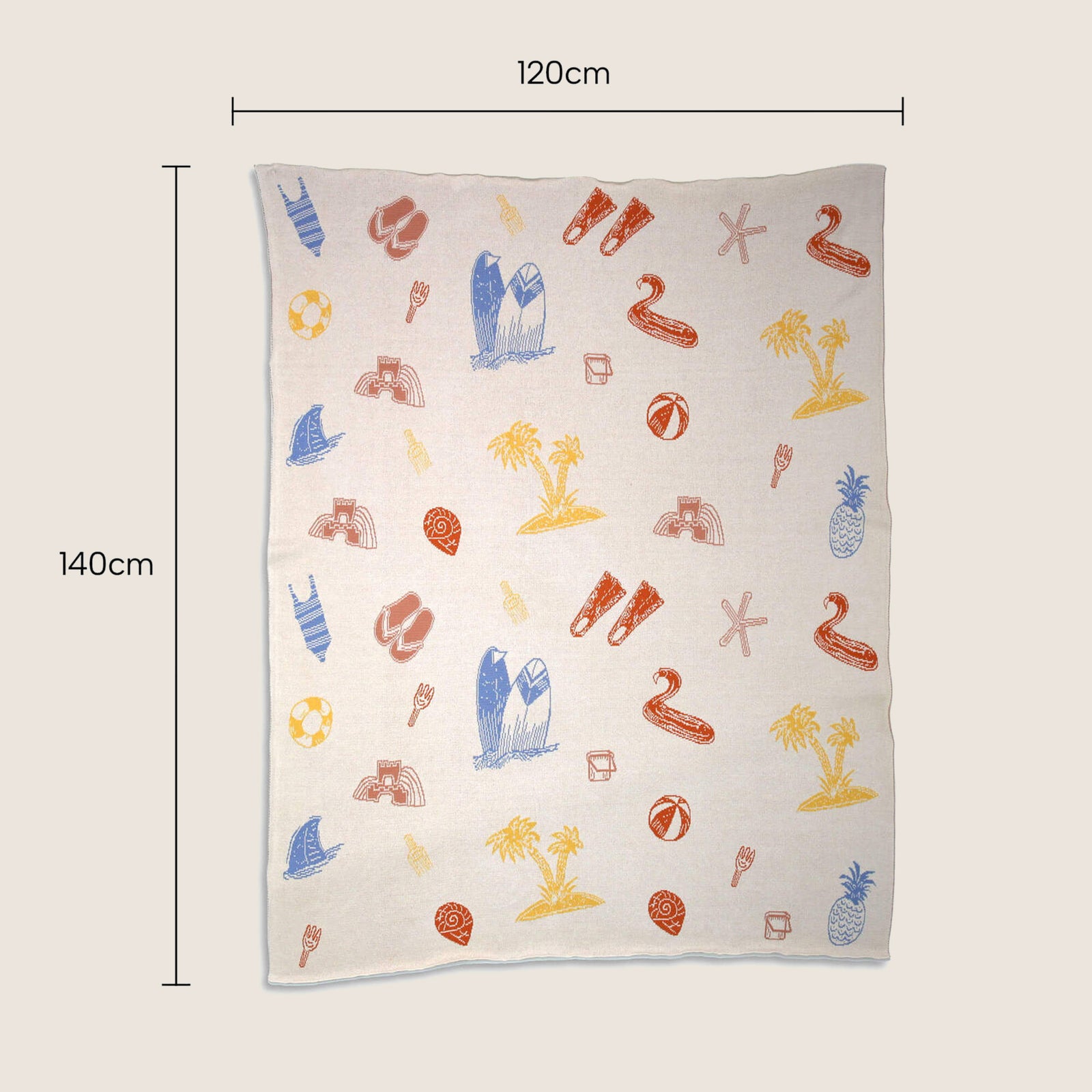 Throws, Kitchen & Dining Features | Casafoyer Kids Tropical Paradise Throw - Vibrant Fruits & Seaside Memories - 100% Cotton - 120x140cm - 2 Color Options | casafoyer.myshopify.com