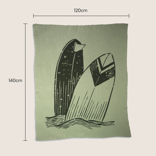 Throws, Kitchen & Dining Features | Casafoyer Kids Tropical Surfboard Throw - Adorable Sage Green - 100% Cotton - 120x140cm Style | casafoyer.myshopify.com