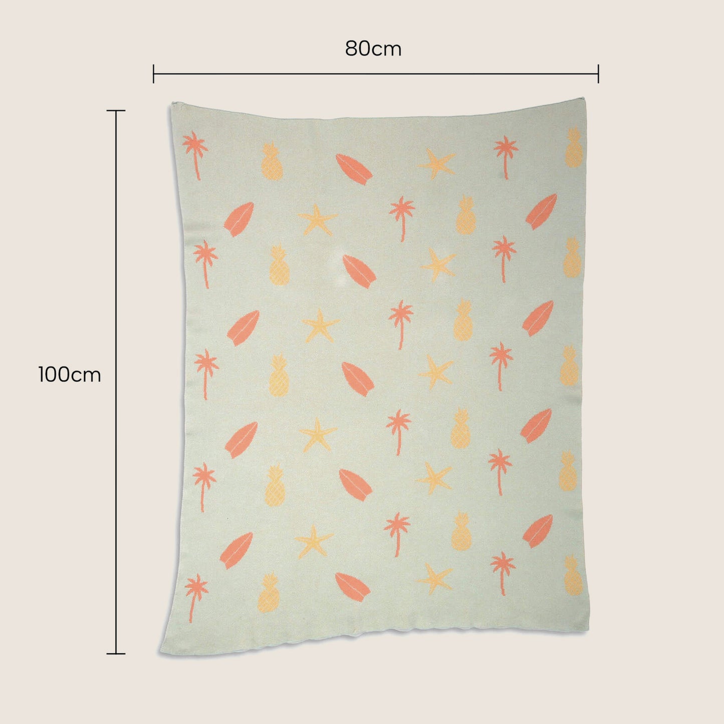 Throws, Kitchen & Dining Features | Casafoyer Tropical Paradise Kids Throw - Vibrant Summer Fruits & Seaside Mementos - 100% Cotton - 80x100cm - Perfect for Nursery or Living Space | casafoyer.myshopify.com