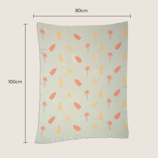 Throws, Kitchen & Dining Features | Casafoyer Tropical Paradise Kids Throw - Vibrant Summer Fruits & Seaside Mementos - 100% Cotton - 80x100cm - Perfect for Nursery or Living Space | casafoyer.myshopify.com
