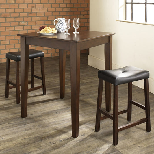 CasaFoyer Solid Hardwood 3 Piece Pub Dining Set | Durable & Elegant | Perfect for Intimate Dining or Basement/Bar Area | Vintage Mahogany Finish