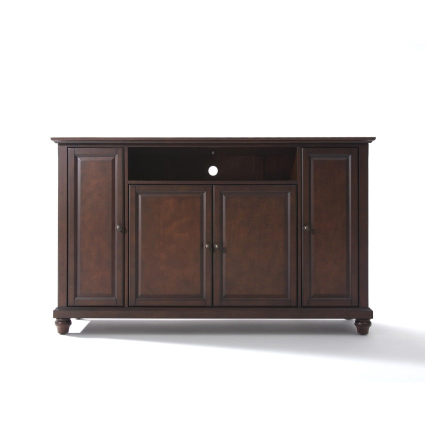 CasaFoyer Vintage Mahogany 60" TV Stand with Ample Storage Space and Wire Management - Durable Solid Hardwood and Wood Veneers - Antique Brass Finish Hardware - Ideal for Bedroom - Adjustable Shelves - Quality Home Furnishing