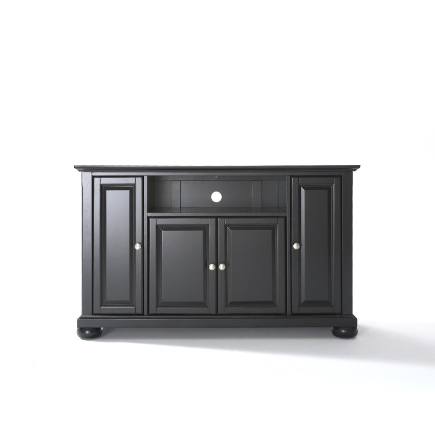 CasaFoyer "Solid Hardwood TV Stand with Ample Storage Space and Wire Management - Black Finish, Brushed Nickel Hardware - Fits Most 50" TVs - Stylish and Durable"
