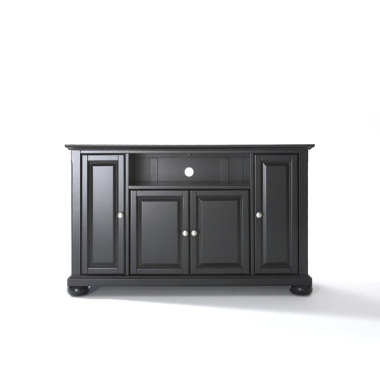 CasaFoyer "Solid Hardwood TV Stand with Ample Storage Space and Wire Management - Black Finish, Brushed Nickel Hardware - Fits Most 50" TVs - Stylish and Durable"