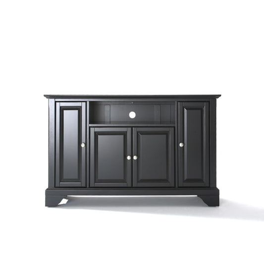 CasaFoyer Durable Solid Hardwood TV Stand with Ample Storage Space and Wire Management - 47 3/4" Width - Stylish Black Finish - Brushed Nickel Hardware - Perfect for Concealing Electronics and Gaming Consoles