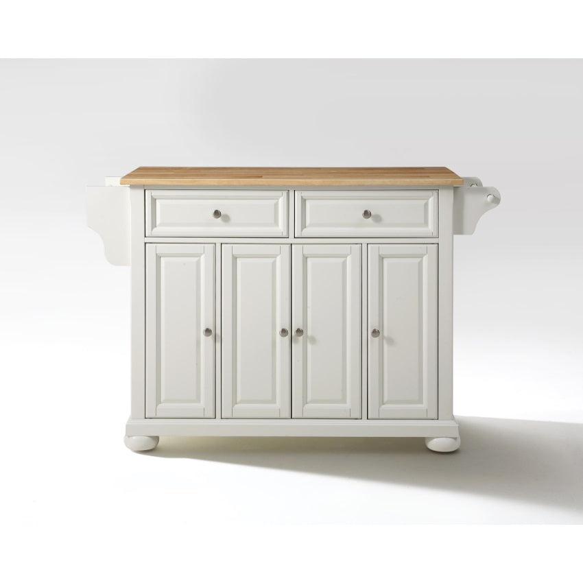 CasaFoyer Durable Solid Hardwood Kitchen Island with Raised Panel Doors and Ample Storage Space - Elegant and Functional White Finish