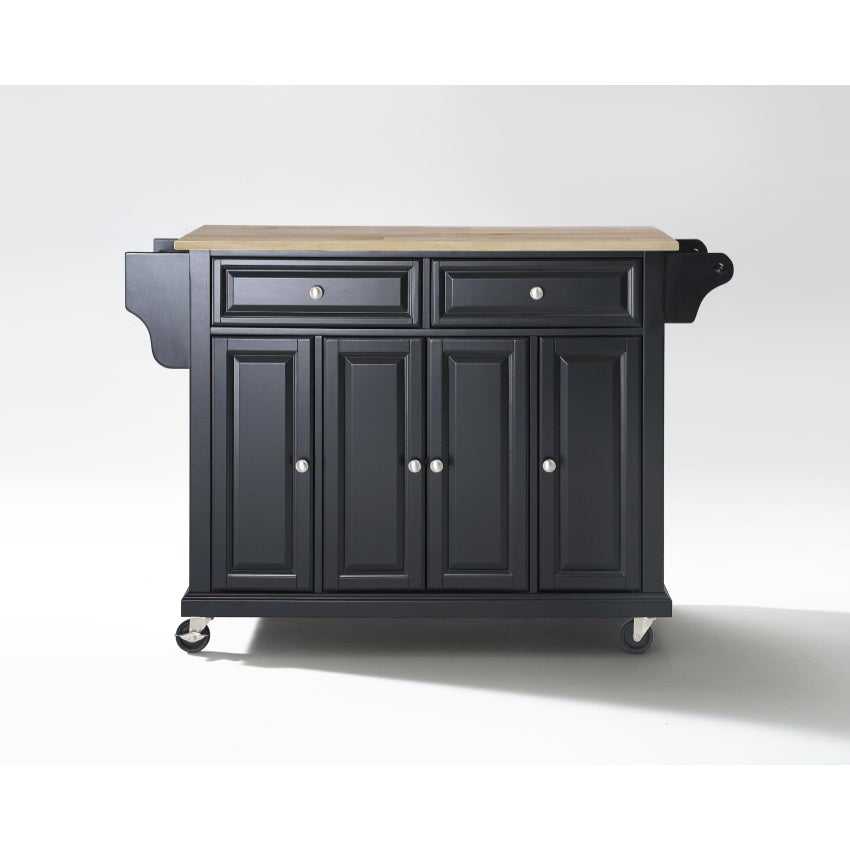 CasaFoyer Durable Solid Hardwood Mobile Kitchen Cart with Elegant Raised Panel Doors and Ample Storage Space - Black Finish