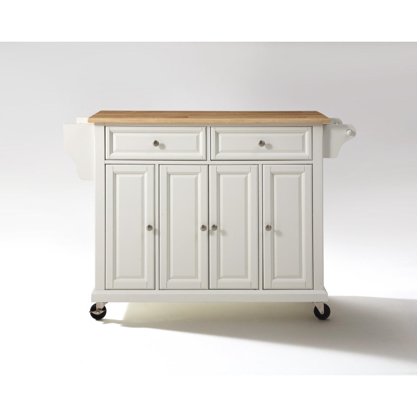 CasaFoyer Durable Solid Hardwood Mobile Kitchen Cart with Drawers and Adjustable Shelves - Elegant White Finish - Easy Mobility and Lockable Casters