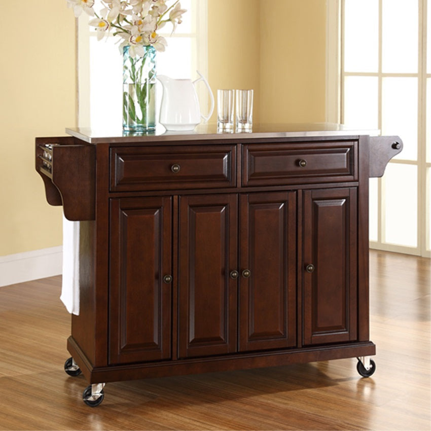 CasaFoyer "Durable Solid Hardwood Mobile Kitchen Cart with Elegant Design and Ample Storage Space"