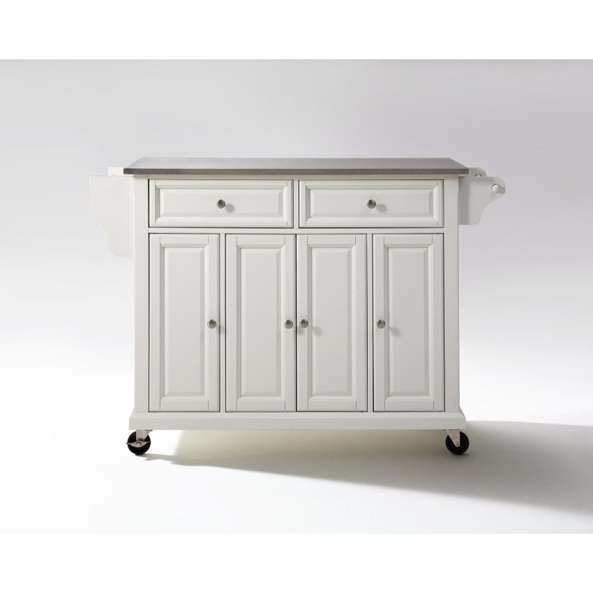 CasaFoyer Durable Solid Hardwood Mobile Kitchen Cart with Adjustable Shelves and Locking Casters - Elegant Style and Ample Storage Space - White Finish