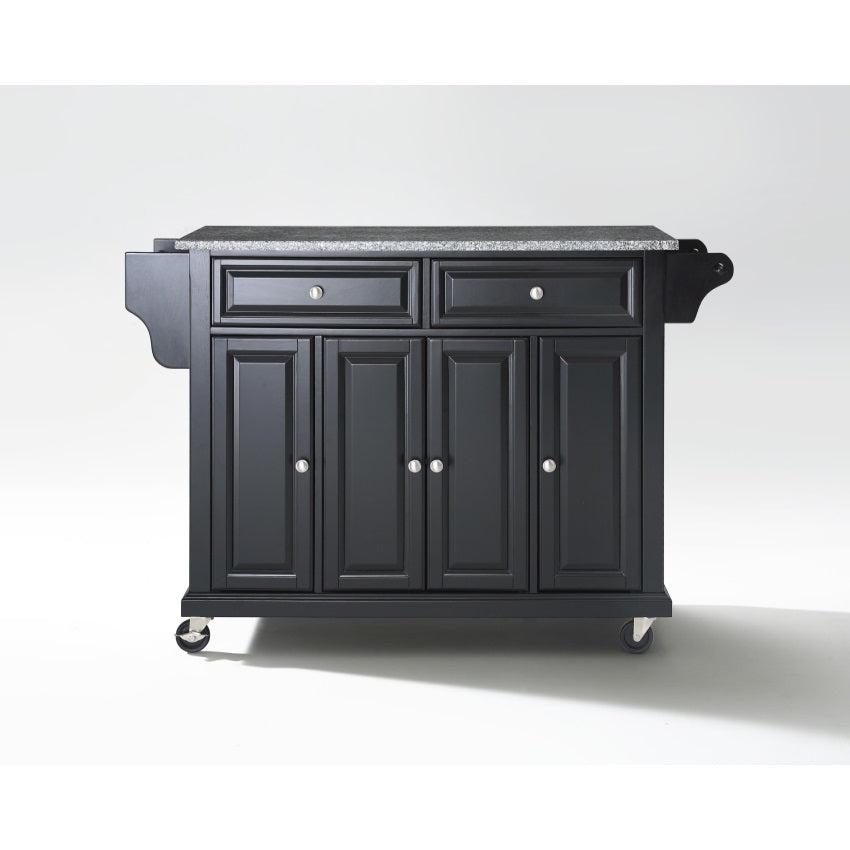 CasaFoyer "Durable Solid Hardwood Mobile Kitchen Cart with Elegant Raised Panel Doors and Ample Storage Space - Lockable Casters for Easy Mobility - Black Finish"