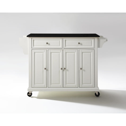 CasaFoyer "Durable Solid Hardwood Mobile Kitchen Cart with Elegant Raised Panel Doors and Ample Storage Space - White Finish"