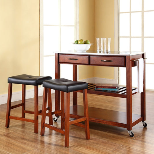 CasaFoyer "Durable Solid Hardwood Mobile Kitchen Cart with Raised Panel Drawer Fronts and Adjustable Shelf - Versatile and High-Quality Solution"