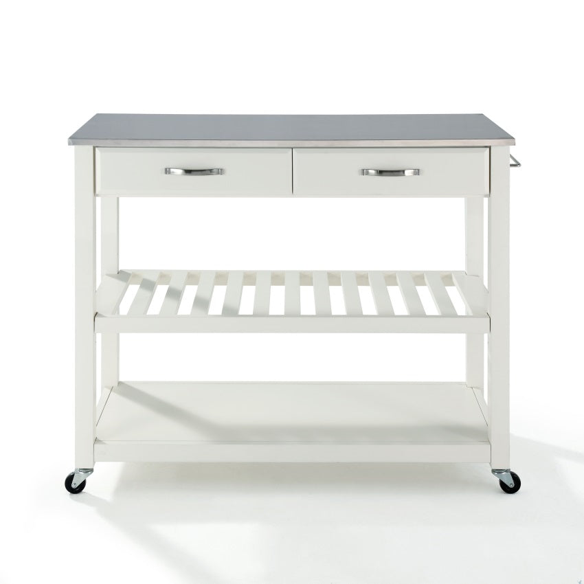 CasaFoyer Durable Solid Hardwood Mobile Kitchen Cart with Drawers and Adjustable Shelf - Elegant Design, Easy Mobility, High-Quality Construction