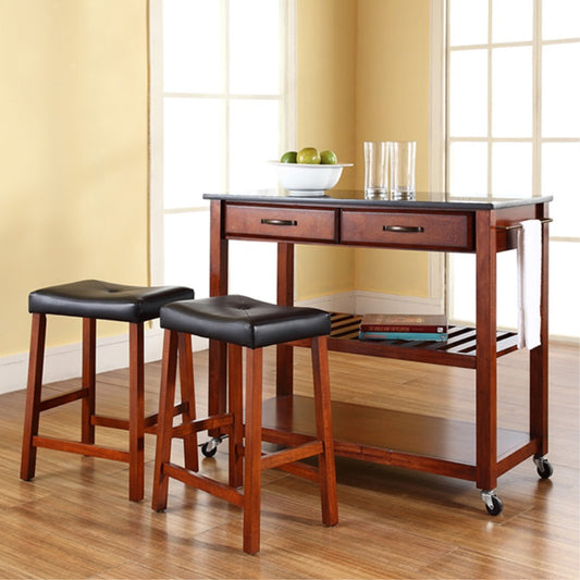 CasaFoyer "Durable Solid Hardwood Mobile Kitchen Cart with Raised Panel Drawer Fronts and Adjustable Shelf - High-Quality Construction for Easy Mobility and Storage"