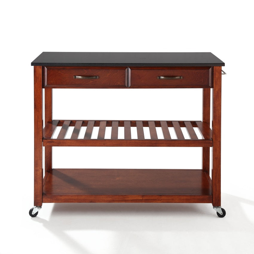 CasaFoyer "Durable Solid Hardwood Mobile Kitchen Cart with Raised Panel Drawers and Adjustable Shelf - Elegant and Functional - Lockable Casters - High-Quality Construction"