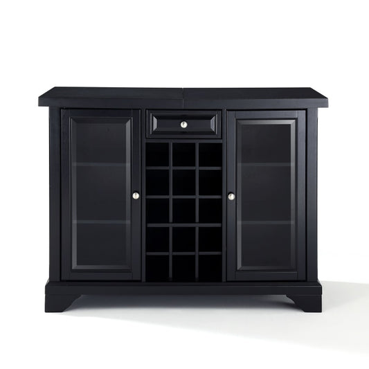 CasaFoyer Exquisite Sliding Top Bar Cabinet | Solid Hardwood & Wood Veneers | Beveled Glass Doors | Ample Storage & Serving Space | Wine Bottle Storage | Timeless Design