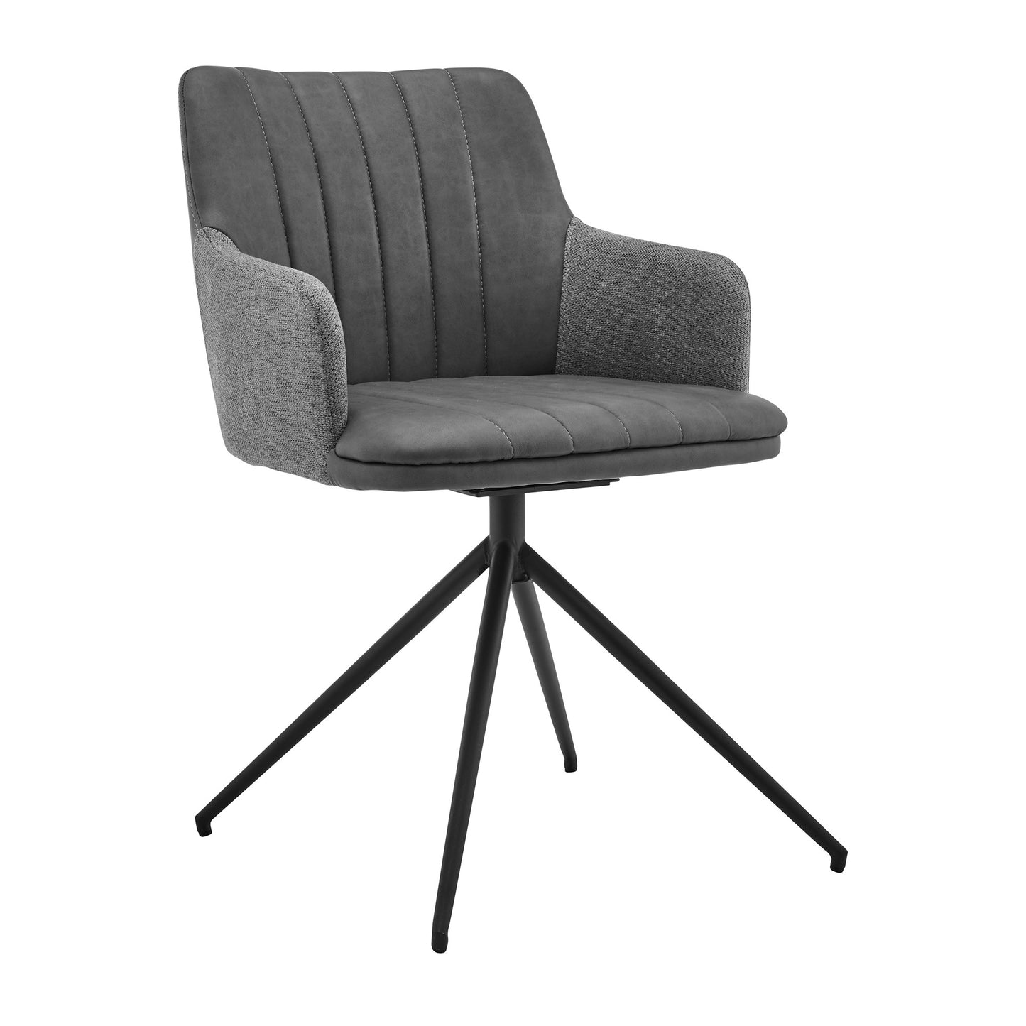 CasaFoyer Simone Modern Faux Leather and Fabric Upholstered Metal Swivel Dining Room Chairs - Set of 2: Stylish, Comfortable, and Durable Seating