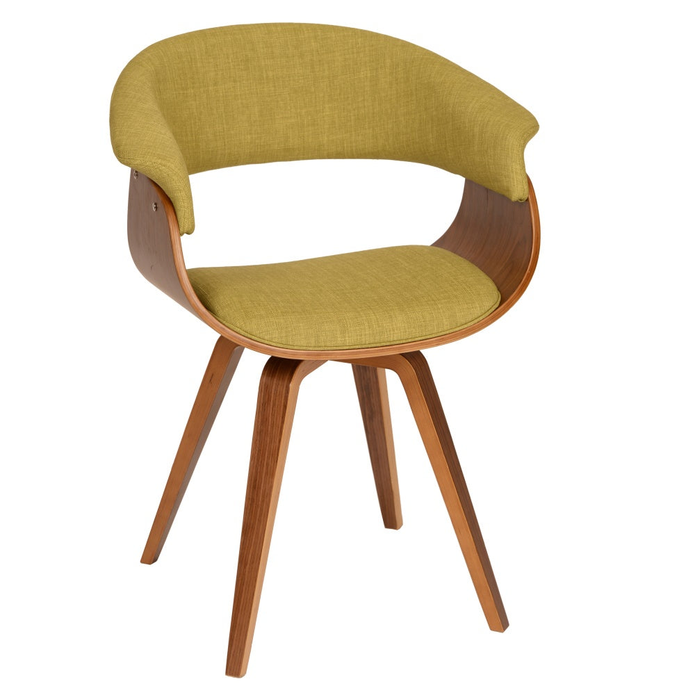 CasaFoyer Elegant Green Fabric & Walnut Wood Summer Chair: Comfortable & Supportive with Plush Foam Filling - Ideal for Relaxation & Aesthetics