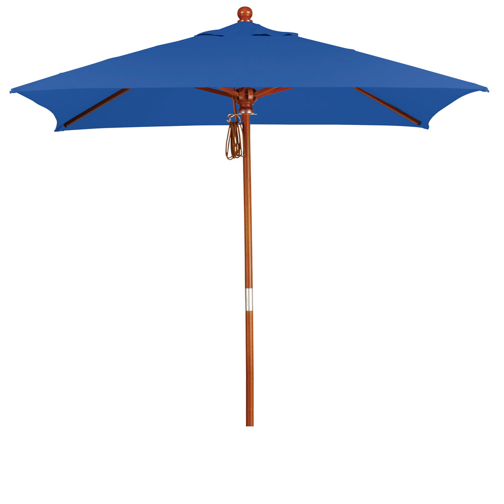 CasaFoyer 6' MARE Series Patio Umbrella - Spacious 6x6 Canopy, Elegant Marenti Wood Pole & Ribs, Dark Stained Finish, Deluxe Push Lift System. Ideal for Bistros, Coffee Shops, Outdoor Dining.