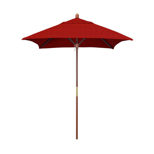 CasaFoyer 6' MARE Series Patio Umbrella - Spacious 6x6 Canopy, Elegant Marenti Wood Pole & Ribs, Dark Stained Finish, Deluxe Push Lift System. Perfect for Bistros, Coffee Shops, and Outdoor Dining.