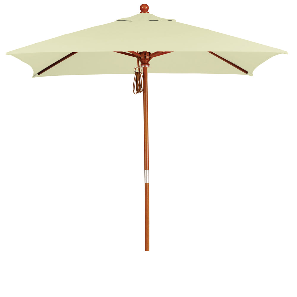 CasaFoyer 6' MARE Series Patio Umbrella - Spacious 6x6 Canopy, Marenti Wood Pole & Ribs, Dark Stained Finish - Ideal for Bistros, Coffee Shops, Outdoor Dining.