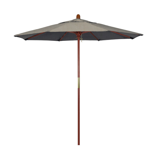 CasaFoyer California Umbrella MARE Design Series - 7.5' Wooden Market Umbrella with Deluxe Push Lift System - Dark Stained Finish - Ideal for Outdoor Dining and Poolside Decor