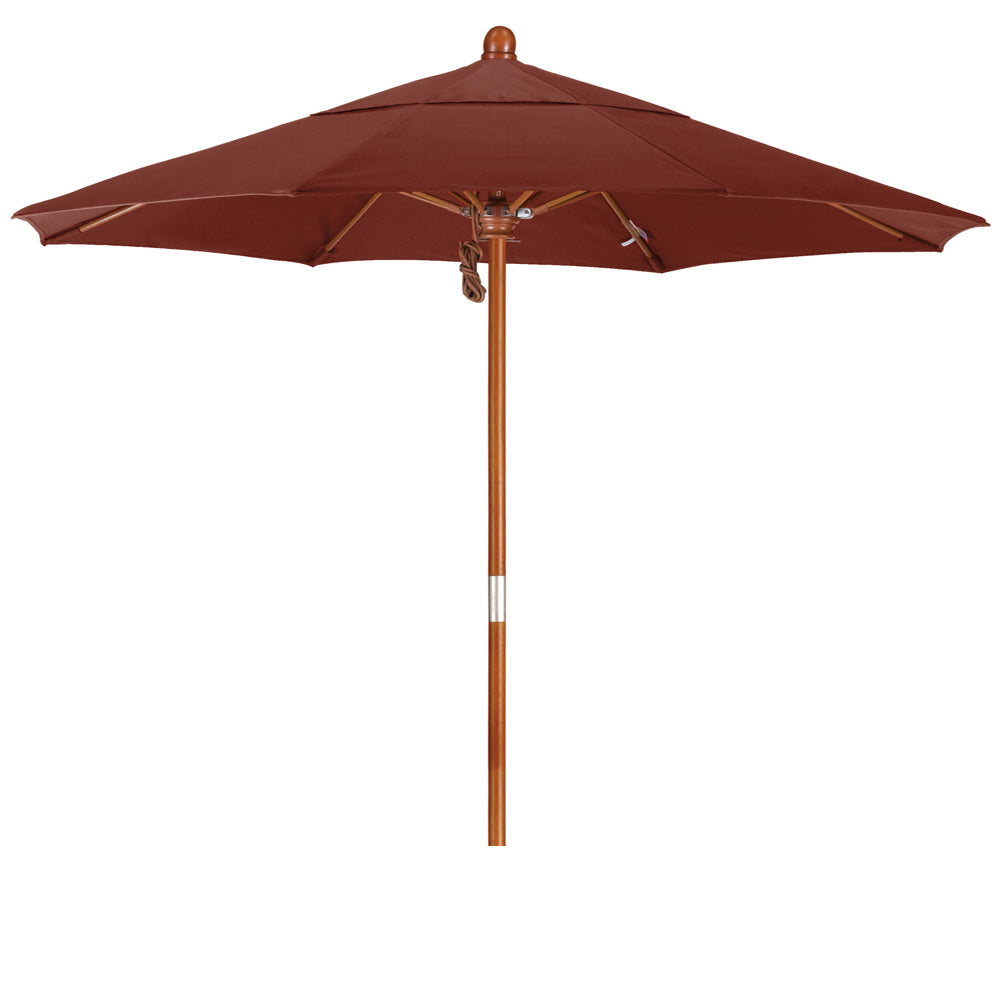 CasaFoyer California Umbrella MARE Design Series - 7.5' Wooden Market Umbrella with Deluxe Push Lift System, Dark Stained Finish. Ideal for Outdoor Dining and Poolside Decor.