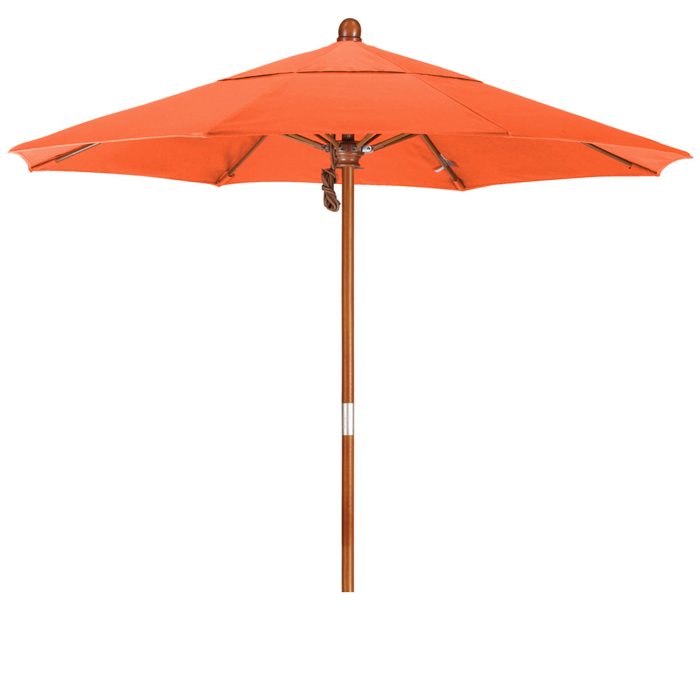 CasaFoyer California Umbrella MARE Design Series - 7.5' Wooden Market Umbrella with Deluxe Push Lift System - Dark Stained Finish - Ideal for Outdoor Dining and Poolside Decor - Commercial Grade Quality