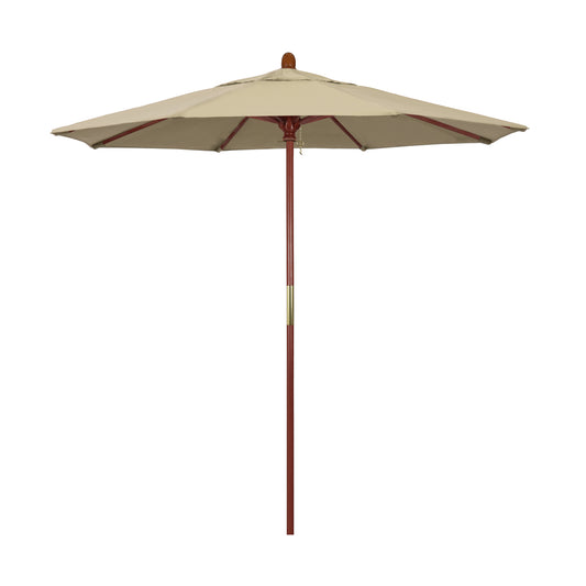 CasaFoyer California Umbrella MARE Design Series - 7.5' Wooden Market Umbrella with Deluxe Push Lift System, Dark Stained Finish, Ideal for Outdoor Dining and Poolside Decor