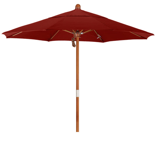 CasaFoyer California Umbrella MARE Design Series - 7.5' Wooden Market Umbrella with Deluxe Push Lift System and Marenti Wood Pole - Dark Stained Finish - Commercial Grade