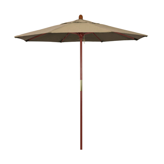 CasaFoyer California Umbrella MARE Design Series - 7.5' Wood Market Umbrella with Deluxe Push Lift System and Dark Stained Finish - Perfect for Outdoor Dining and Poolside Decor