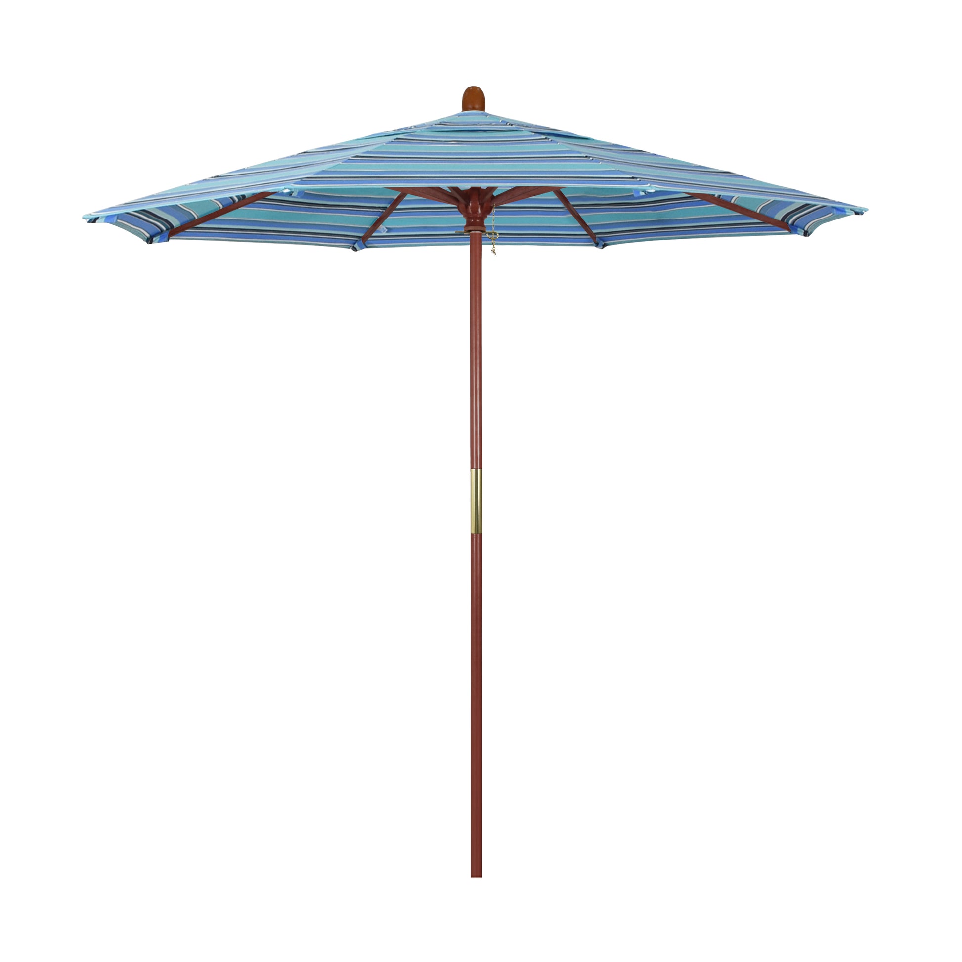 CasaFoyer California Umbrella MARE Design Series - 7.5' Wood Market Umbrella with Deluxe Push Lift System, Dark Stained Finish, Elegant and Durable Shade Solution for Outdoor Dining and Poolside Decor