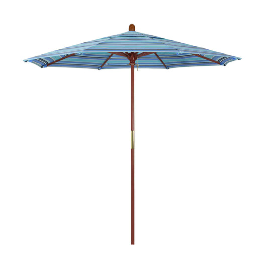 CasaFoyer California Umbrella MARE Design Series - 7.5' Wood Market Umbrella with Deluxe Push Lift System, Dark Stained Finish, Elegant and Durable Shade Solution for Outdoor Dining and Poolside Decor