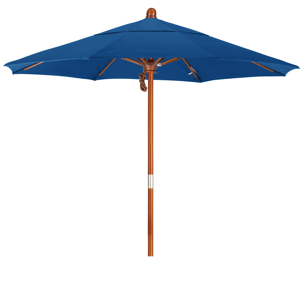 CasaFoyer California Umbrella MARE Design Series - 7.5' Wooden Market Umbrella with Deluxe Push Lift System - Dark Stained Finish - Ideal for Outdoor Dining and Poolside Decor - Commercial Grade