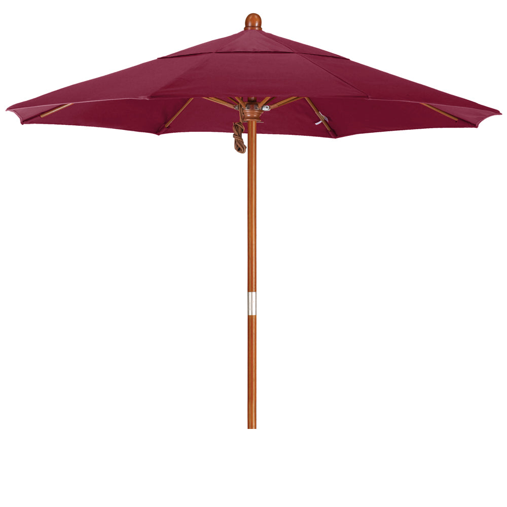 CasaFoyer 7.5' MARE Design Series Wood Market Umbrella - Dark Stained Finish, Deluxe Push Lift System, Commercial Grade - Perfect for Outdoor Dining and Poolside Decor