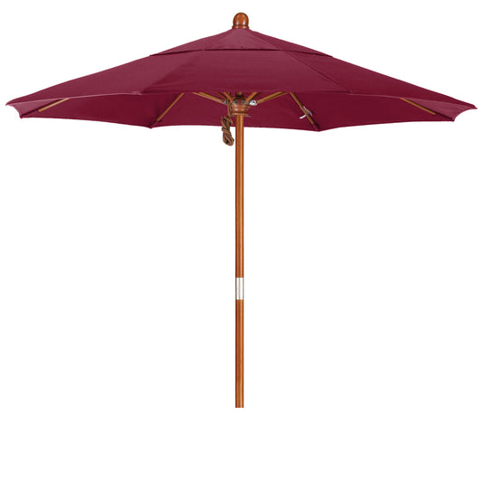 CasaFoyer 7.5' MARE Design Series Wood Market Umbrella - Dark Stained Finish, Deluxe Push Lift System, Commercial Grade - Perfect for Outdoor Dining and Poolside Decor