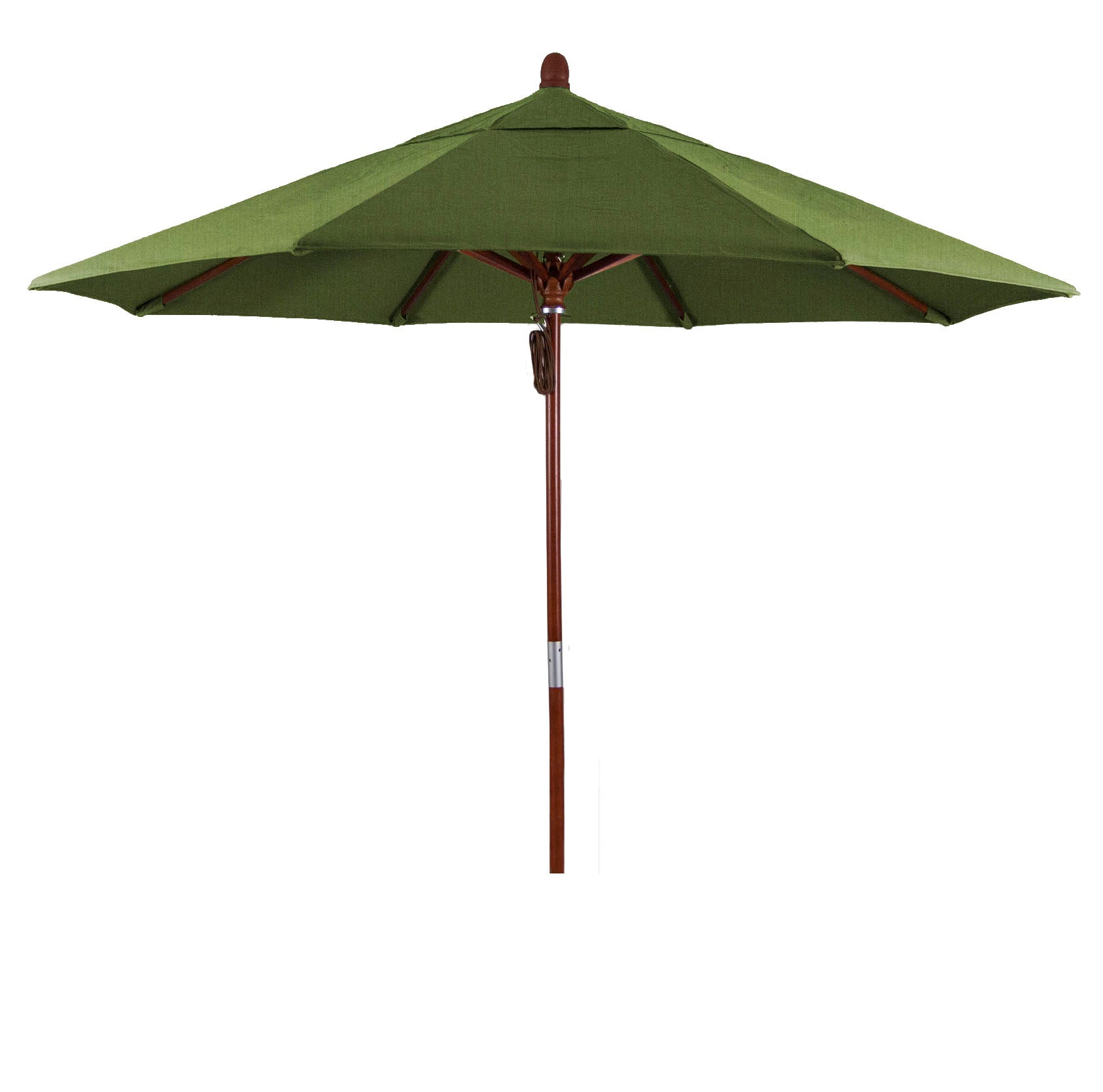 CasaFoyer California Umbrella MARE Design Series - 9' Wood Market Umbrella with Deluxe Push Lift System and Marenti Wood Pole. Perfect for Outdoor Dining and Poolside Decor.