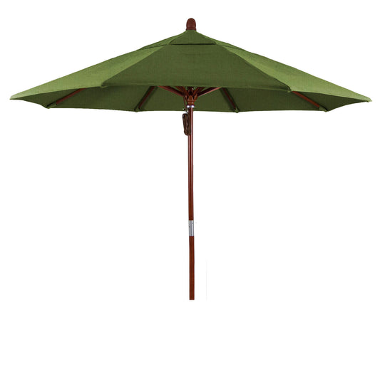 CasaFoyer California Umbrella MARE Design Series - 9' Wood Market Umbrella with Deluxe Push Lift System and Marenti Wood Pole. Perfect for Outdoor Dining and Poolside Decor.