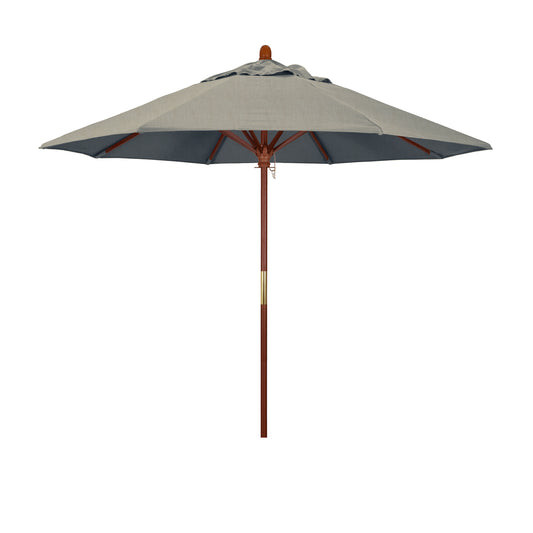 CasaFoyer 9' MARE Design Series Wood Market Umbrella - Dark Stained Finish, Deluxe Push Lift System, Ideal for Outdoor Dining and Poolside Decor