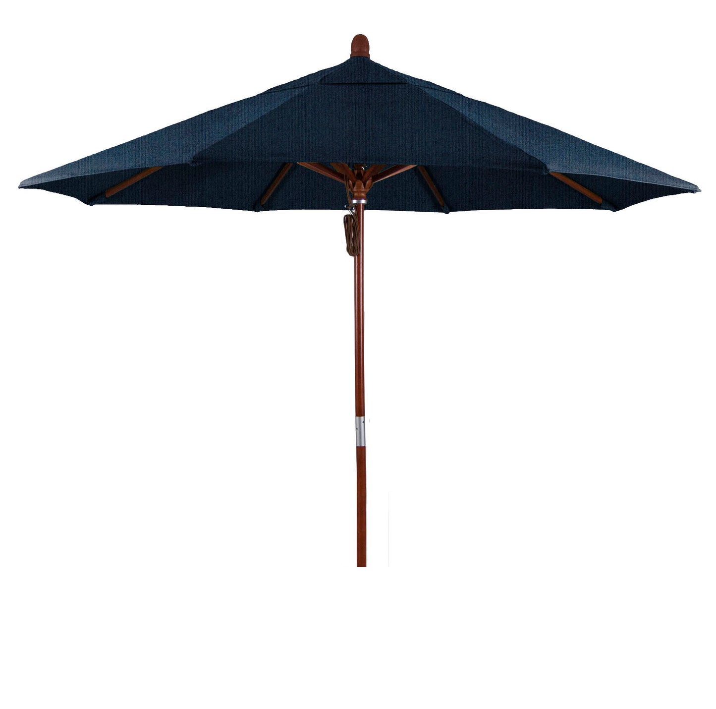 CasaFoyer California Umbrella MARE Design Series - 9' Wooden Market Umbrella with Deluxe Push Lift System - Dark Stained Marenti Wood Pole and Ribs - Ideal for Outdoor Dining and Poolside Decor - Commercial Grade Quality