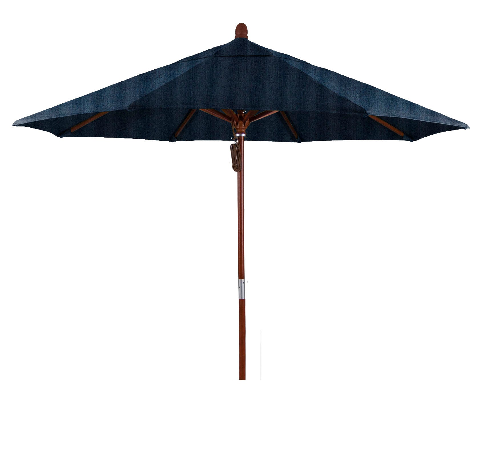 CasaFoyer California Umbrella MARE Design Series - 9' Wooden Market Umbrella with Deluxe Push Lift System - Dark Stained Marenti Wood Pole and Ribs - Ideal for Outdoor Dining and Poolside Decor - Commercial Grade Quality