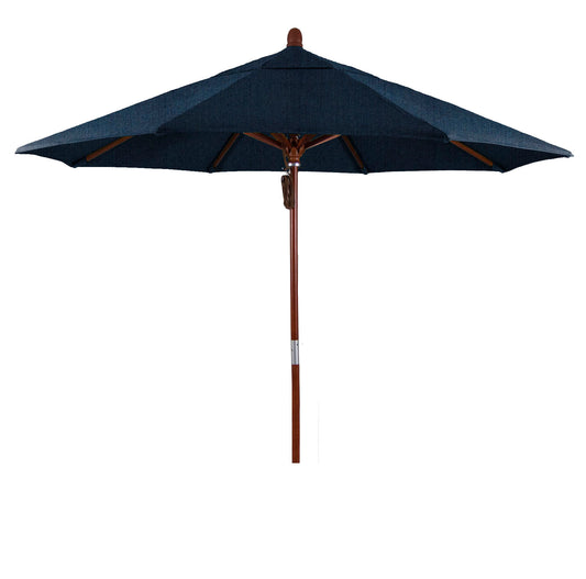 CasaFoyer California Umbrella MARE Design Series - 9' Wooden Market Umbrella with Deluxe Push Lift System - Dark Stained Marenti Wood Pole and Ribs - Ideal for Outdoor Dining and Poolside Decor - Commercial Grade Quality