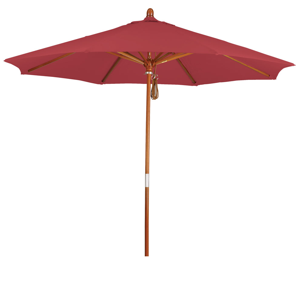 CasaFoyer California Umbrella MARE Design Series - 9' Wood Market Umbrella with Deluxe Push Lift System and Dark Stained Marenti Wood Pole. Perfect for Commercial Use.