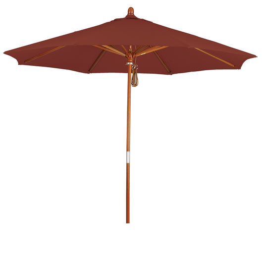 CasaFoyer 9' MARE Design Series Patio Umbrella - Elegant 100% Marenti Wood Pole & Ribs - Dark Stained Finish - Deluxe Push Lift System - Commercial Grade Shade