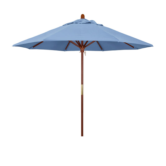 CasaFoyer California Umbrella MARE Design Series - 9' Wood Market Umbrella with Deluxe Push Lift System. Elegant 100% Marenti Wood Pole and Rib System. Dark Stained Finish. Perfect for Outdoor Dining and Poolside Decor. Commercial Grade Quality.