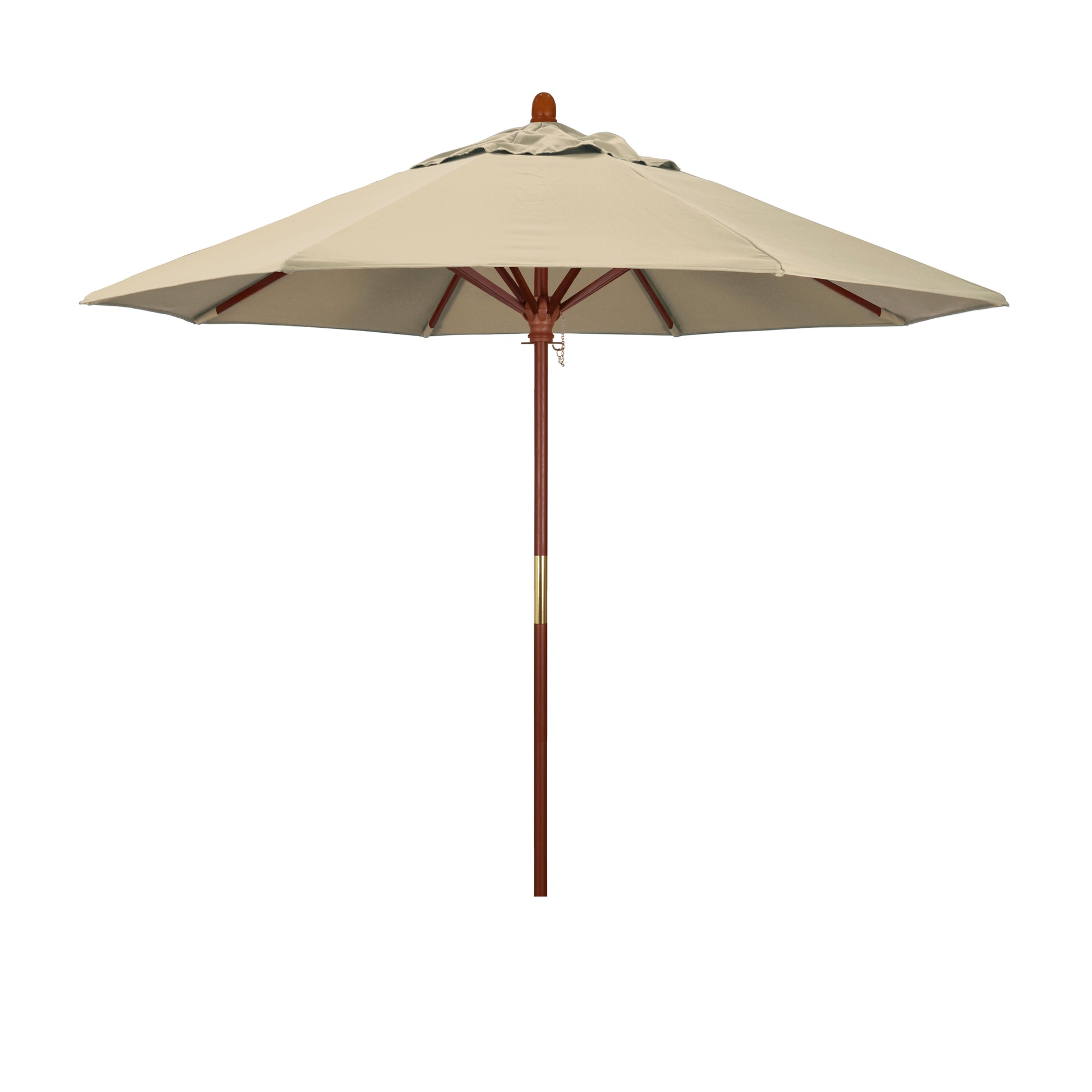 CasaFoyer 9' MARE Design Series Wood Market Umbrella - Dark Stained Finish, Deluxe Push Lift System, Commercial Grade Shade Experience