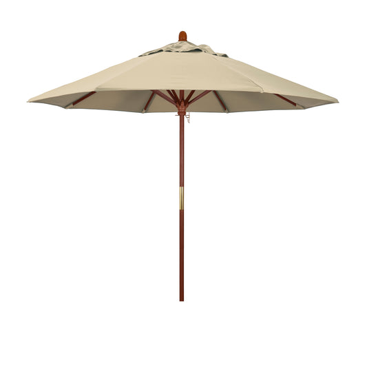CasaFoyer 9' MARE Design Series Wood Market Umbrella - Dark Stained Finish, Deluxe Push Lift System, Commercial Grade Shade Experience
