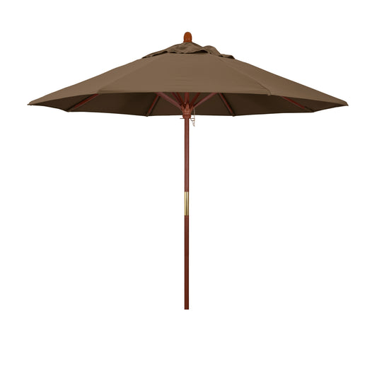 CasaFoyer 9' MARE Design Series Wood Market Umbrella - Dark Stained Marenti Wood Pole & Ribs - Deluxe Push Lift System - Commercial Grade Shade Solution